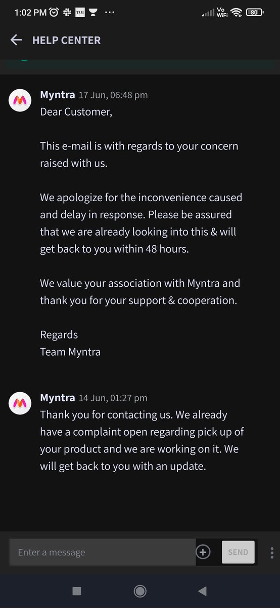 #fake @myntra 
#fake @MyntraSupport 
#fake @StayWrogn 
They asked me to wait till 17th but now today is 20th but still they're just playing with me. Guys you can check this in screenshot. 
I have voice recording as well and I'm upload that voice recording as well. 
#fake @myntra