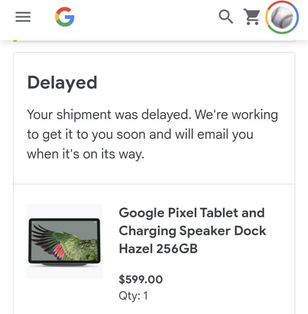 grant_likes's tweet image. Of course Google Store preorder is delayed and Amazon has it available for delivery day 1. What a joke.

#PixelTablet #teampixel @GooglePixel_US @madebygoogle