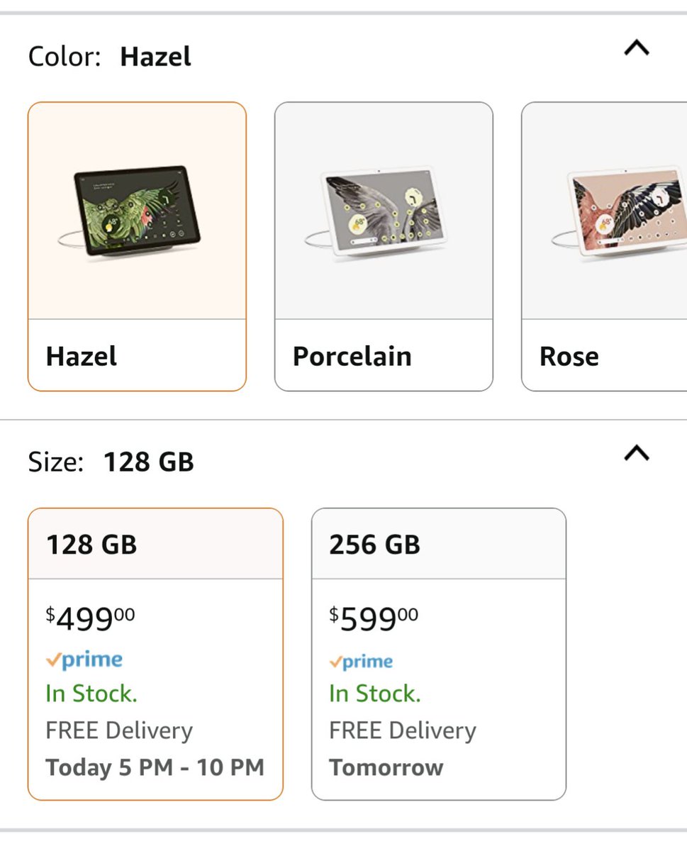 grant_likes's tweet image. Of course Google Store preorder is delayed and Amazon has it available for delivery day 1. What a joke.

#PixelTablet #teampixel @GooglePixel_US @madebygoogle