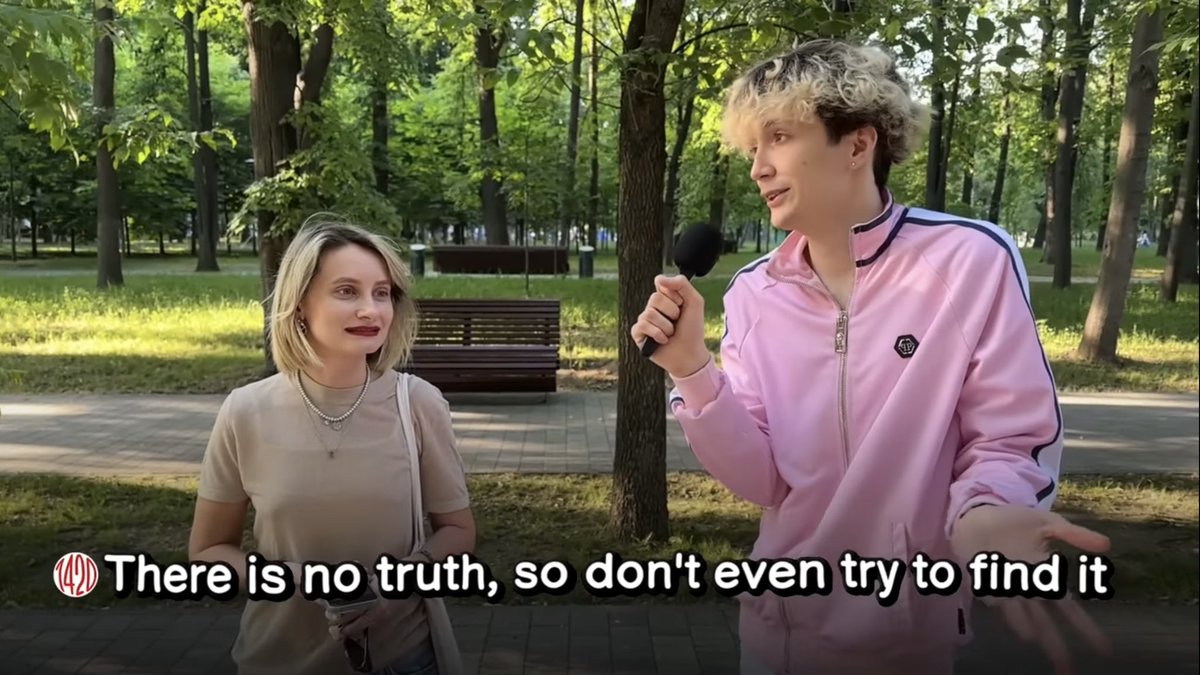 Baltic_Takes's tweet photo. YouTuber Daniil Orain asked Muscovites to explain how the Baltic countries joined the USSR: https://t.co/nVeY6NBn2q

Predictably, they refuse to call it an occupation - but get confused trying to explain how the Baltic countries could have been liberated from the nazis in 1940 while the soviets were still in alliance with the nazis.

Instead, they are reduced to waffling about how “there is no truth” and “none of us can change anything anyway” - although I like this moment where one person realises even that is bullshit.