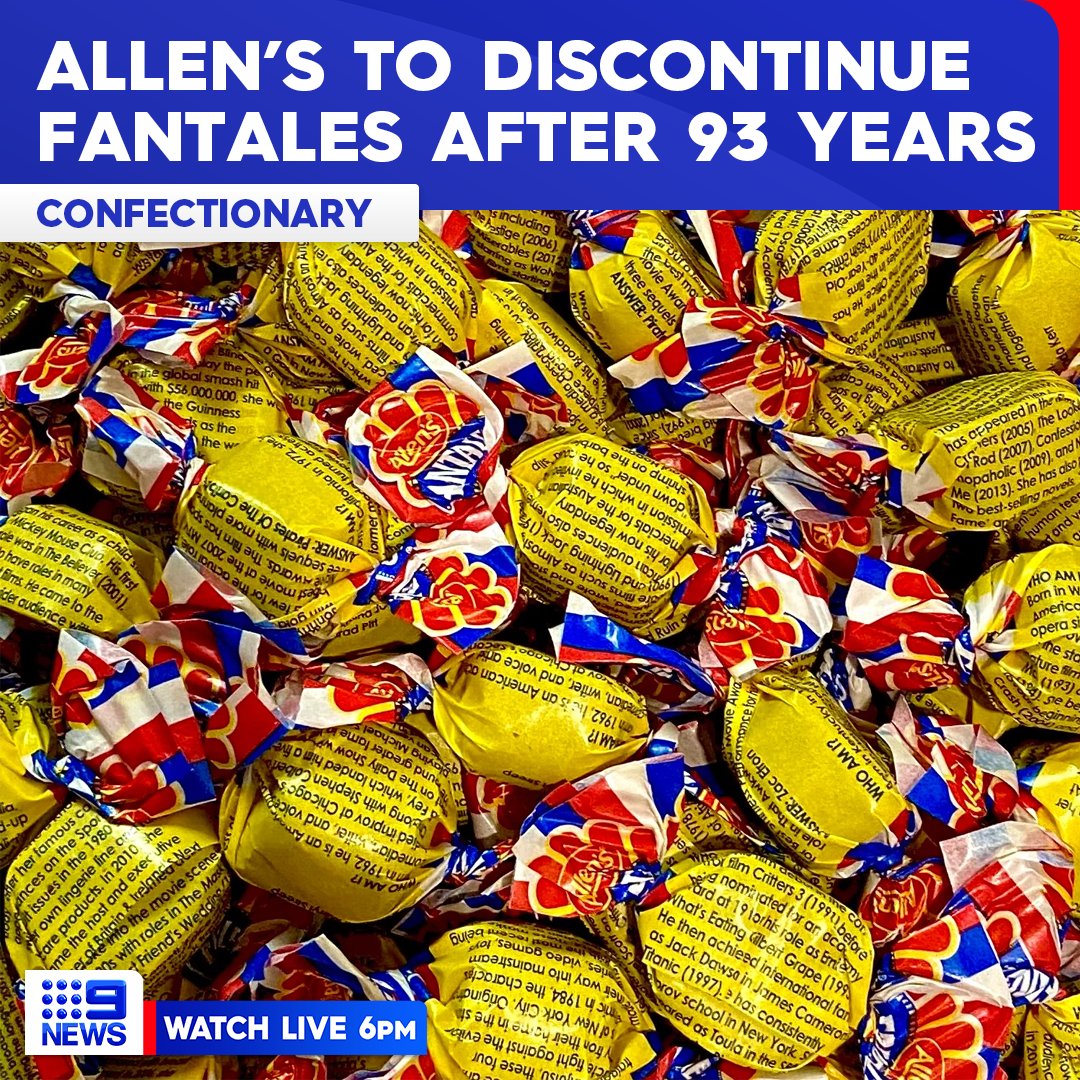 Nestlé has announced that the iconic Allen's lollies Fantales are set to be discontinued, with the company ceasing production of the popular lollies from next month. #9News