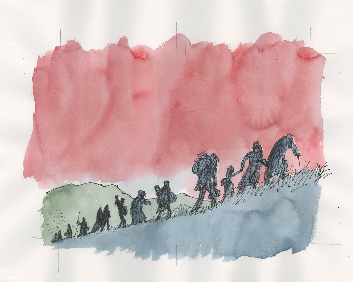 Poetry is the migrant: it travels.
Poetry is the witness: it listens.
Poetry is the survivor: it lasts.
- #MichaelRosen

To mark #RefugeeWeek we are sharing #QuentinBlake's cover artwork for Michael Rosen's On the Move: Poems About Migration from 2020.

#CompassionIntoAction