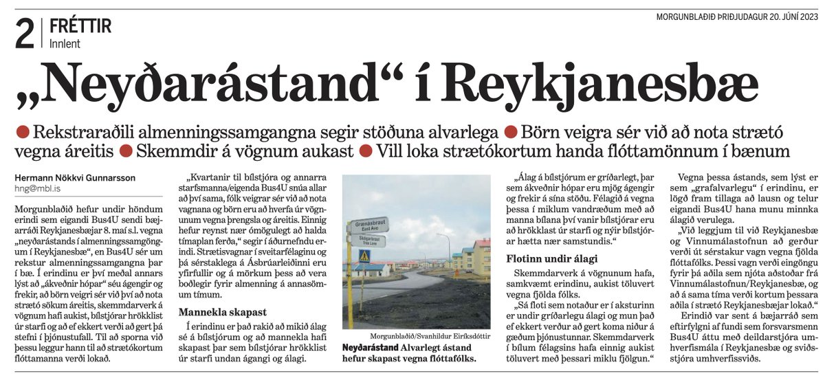 Strætisvagnar eru yfirfullir á leið þar sem flóttafólk býr. Hvernig leysum við þetta? "Sérstakir vagnar" fyrir flóttafólk segir framkvæmdastjóri Bus4U og talsmaður Apartheid á Íslandi. Hvað varð um bætta ferðatíðni? Mætti kannski prófa það áður en við förum lóðbeint í ruglið?