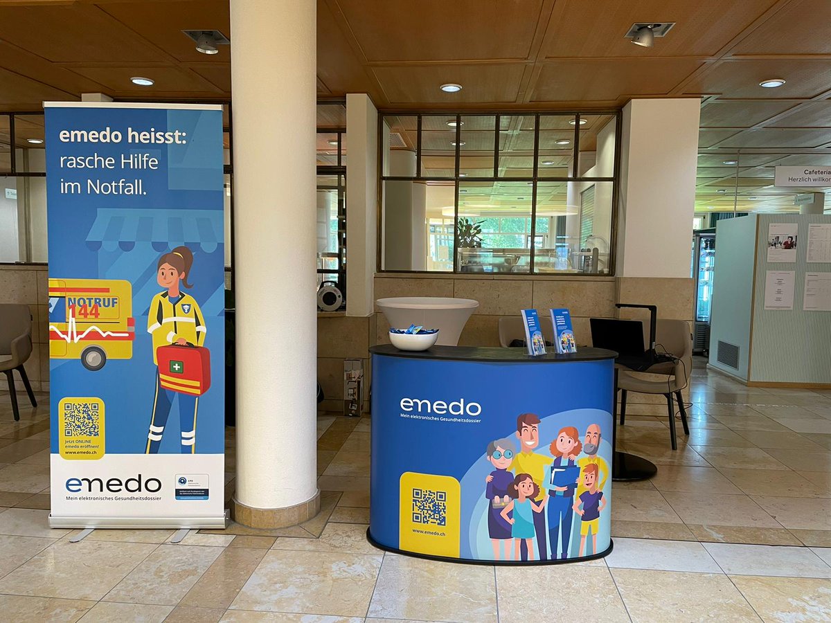 Wir sind heute im Spital Rheinfelden. Besuche uns und stelle deine  Fragen zum emedo oder eröffne gleich dein elektronisches  Gesundheitsdossier. 💻Wir freuen uns auf dich! 😊🏥