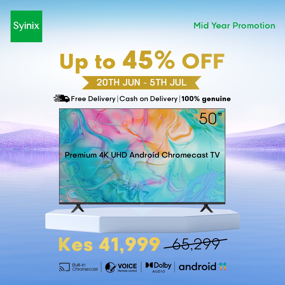 SyinixKE's tweet image. Tell a friend to tell a friend 😍
Our Mid Year Promo starts today, Upto 45% off🥳🥳
Which one are you buying? 😎
ke.syinix.com
#androidtvs #u51series #midyearsale #32TE4M