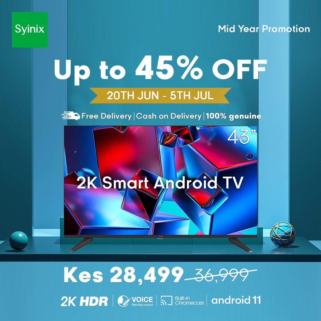 SyinixKE's tweet image. Tell a friend to tell a friend 😍
Our Mid Year Promo starts today, Upto 45% off🥳🥳
Which one are you buying? 😎
ke.syinix.com
#androidtvs #u51series #midyearsale #32TE4M