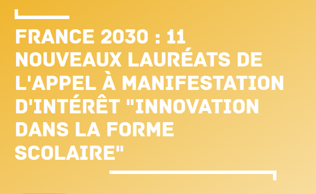 Félicitations aux 11 projets lauréats de la 2ème vague de l'AAP "Innovation dans la forme scolaire" porté par #France2030 <a href="/SGPI_avenir/">Secrétariat général pour l’investissement</a> <a href="/education_gouv/">Ministère Éducation nationale</a> et opéré par la <a href="/BanqueDesTerr/">Banque des Territoires</a> 
education.gouv.fr/france-2030-11…