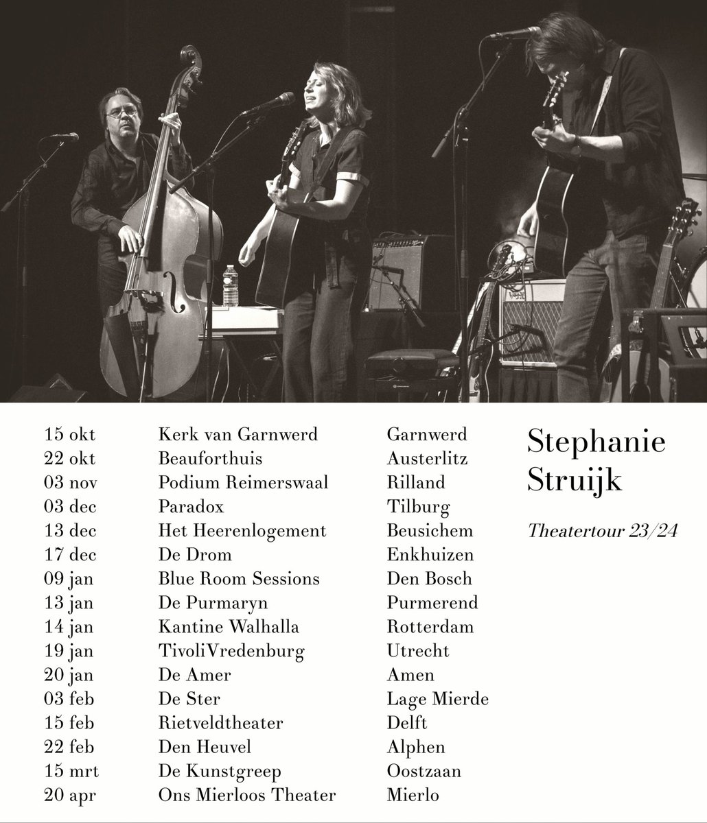 Er komt nieuwe muziek aan, en daar hoort natuurlijk ook een nieuwe tour bij!
Heel veel zin om de nieuwe liedjes voor jullie te gaan spelen. 
Bijna alle zalen zijn nu in de voorverkoop!
Voor kaarten: stephaniestruijk.nl/tour

Boekingen: Monkeyman 
Foto: Anya Nibourg-Van Der Schaaf