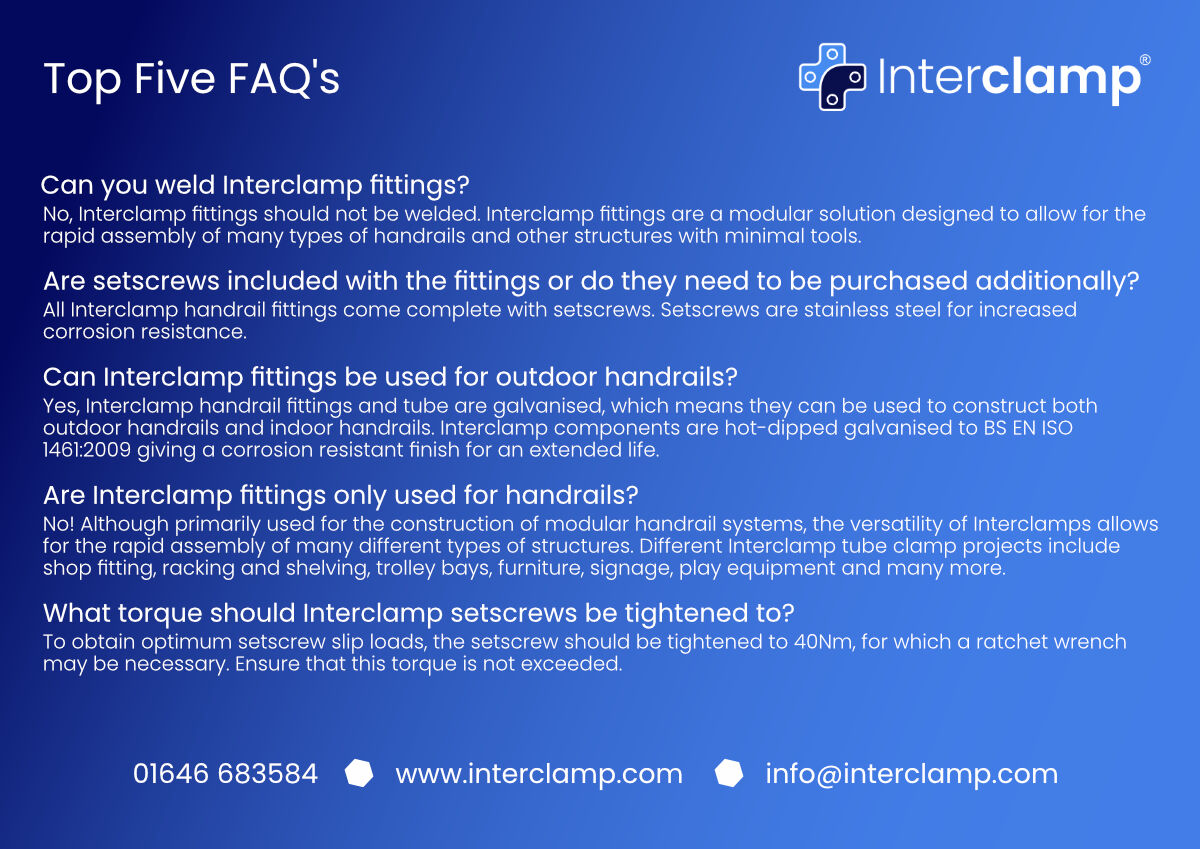 Interclamp's tweet photo. Do you have a question that you need to ask us about our product ranges? Here are some of the most commonly asked questions on our Interclamp fittings.

Get it touch if you have a question ➡️ https://t.co/SPj49u2qwI

#Interclamp #TrustGenuineInterclamp #Handrails #Safety https://t.co/AMwbnmiCBP