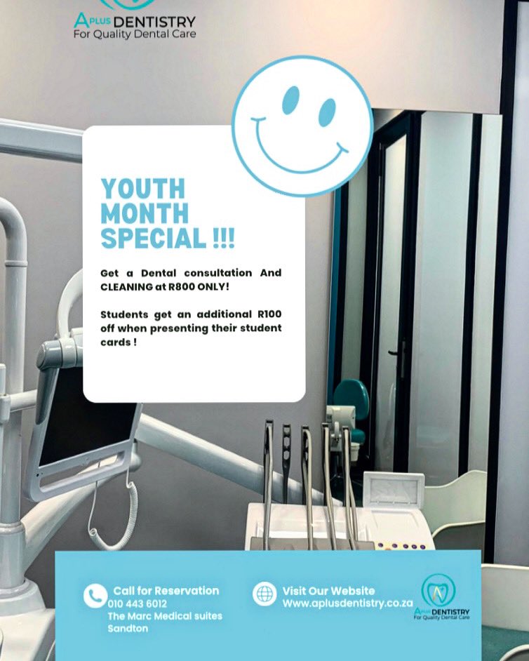 aplusdentistry_'s tweet photo. We are running a Youth month special. Johanesburg people, here is a plug . Details on poster♥️ https://t.co/gOGtz8e3d7