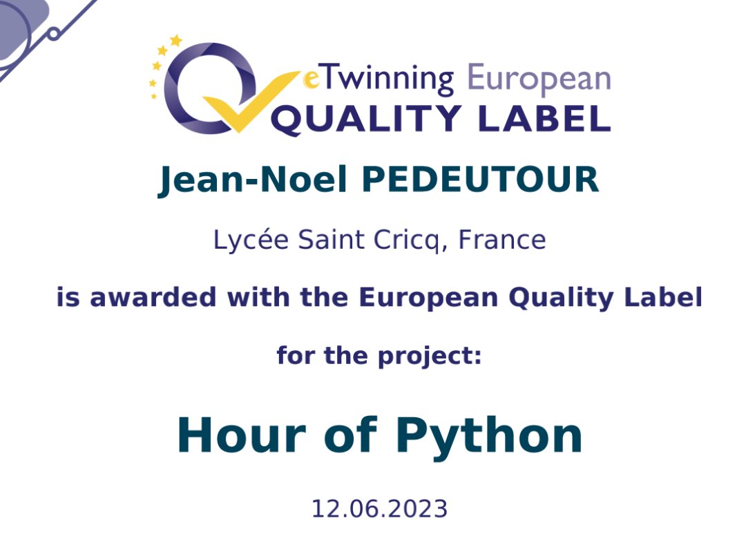 eTwinningFrance's tweet photo. 🏆 La liste des lauréats du label de qualité @eTwinningEurope est en ligne.
👏 Félicitations à tous pour l'obtention de ce label #eTwinning !
À consulter ici : https://t.co/LZuQGuA60n
#QualityLabel #eTwinning #EtwinningProjects https://t.co/VzKYhUwTVs