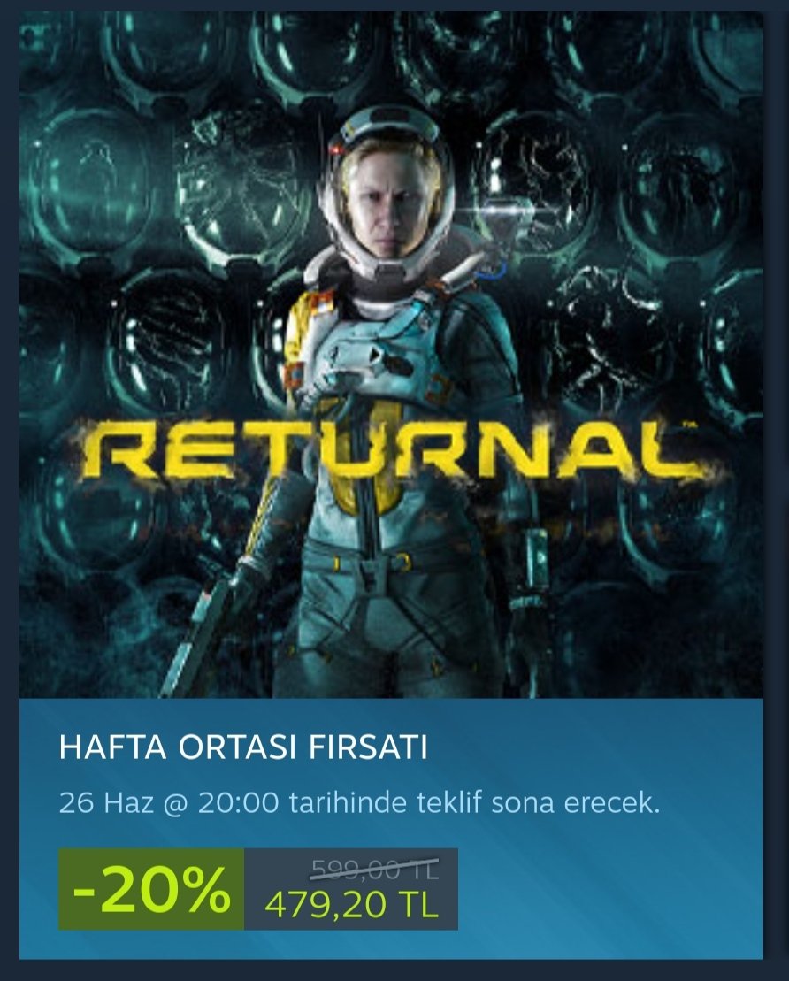 ✨ RETURNAL Steamde indirimde indirimi değerlendirmek isteyen arkadaşlar değerlendirebilirsiniz