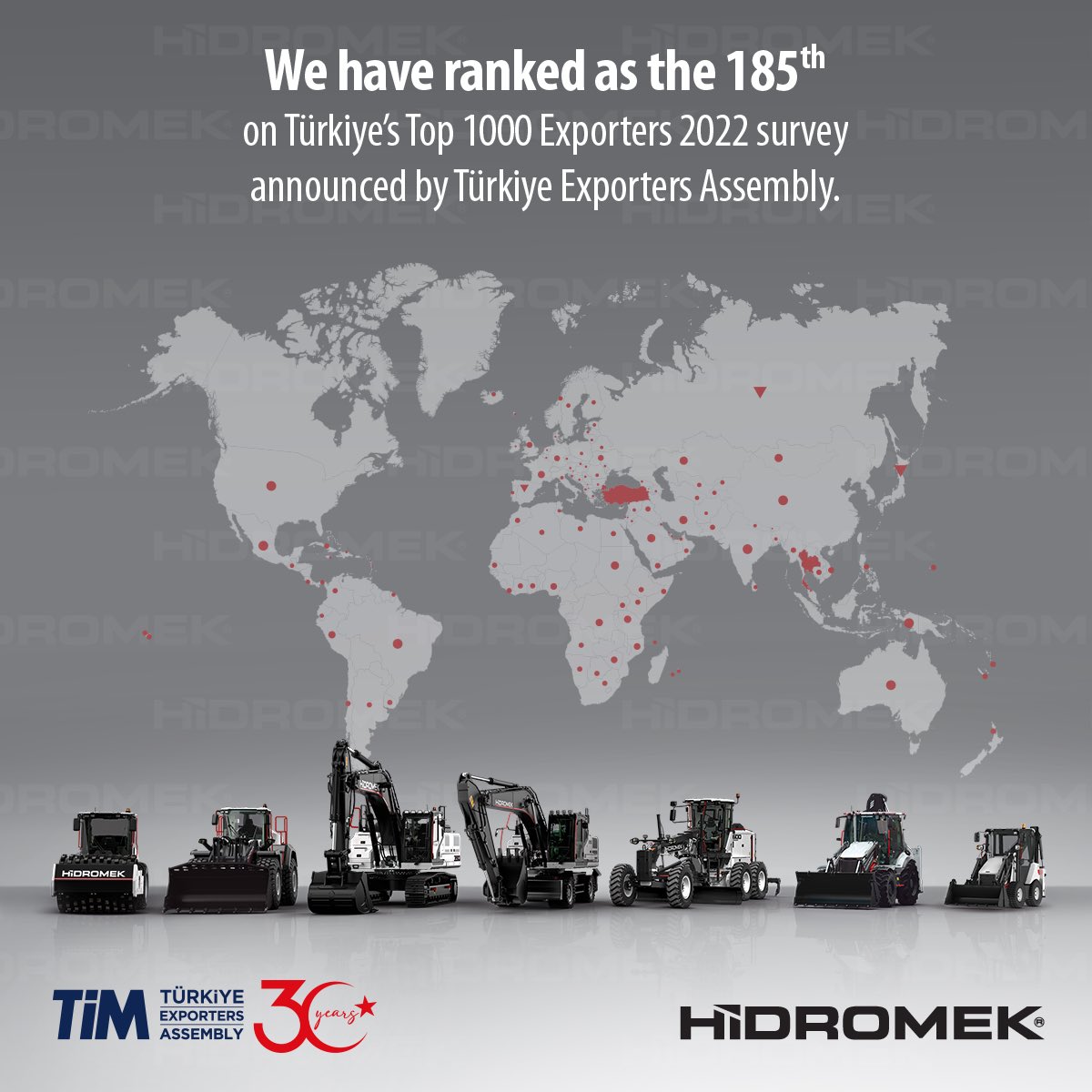 We rank as the 185th on Türkiye’s Top 1000 Exporters list and as the 4th in the sectoral ranking of machinery and accessories according to 2022 data.