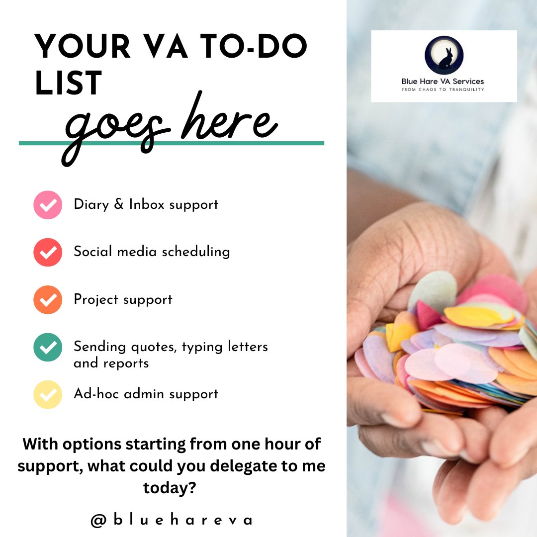 On your to-do list, but not the best use of your time? Delegate it to me!

#pa #admin #todolist #va #uk #smallbiz #personalassistant #freelance #newcastle #durham #northeastengland #ukbusiness