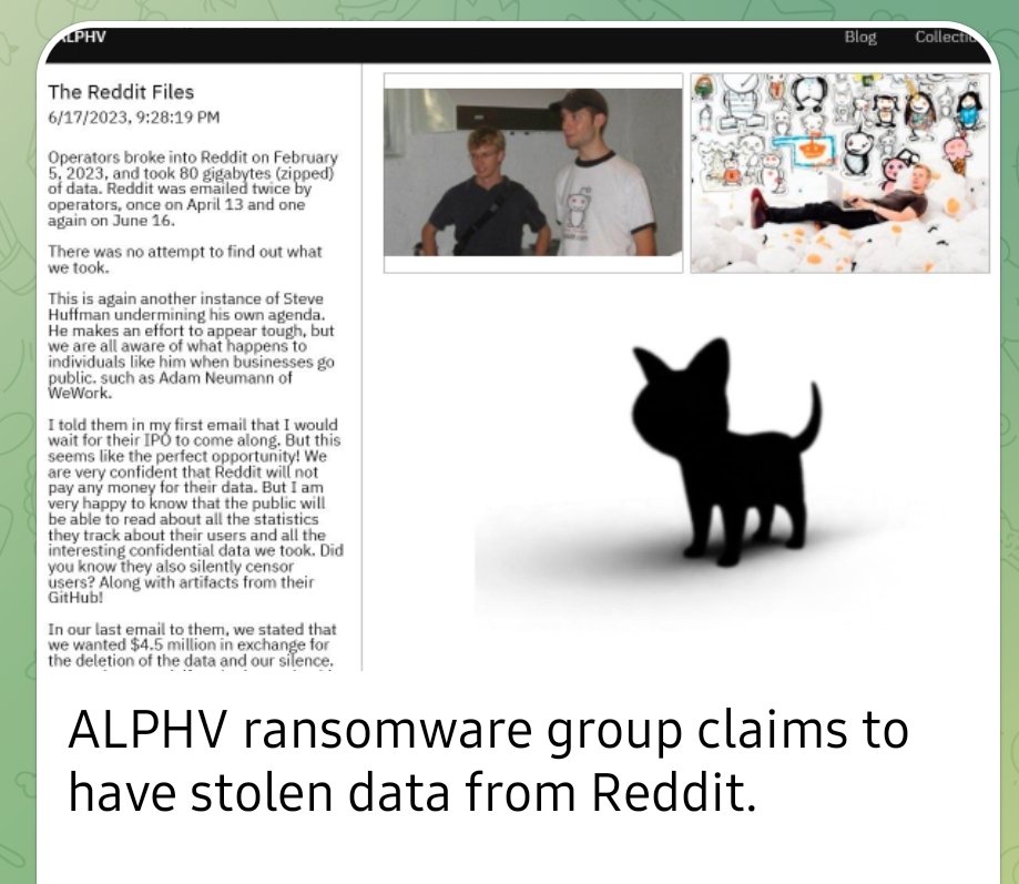 michele_pinassi's tweet image. #alphv #randomware gang dichiara di aver sottratto 80gb di dati da #reddit