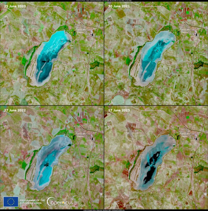 cdeualmeria's tweet image. ☝️#FuentedePiedra es una laguna salada en #Andalucía que antaño fue un floreciente lugar de nidificación de flamencos.

Estos 🦩 se han visto obligados a buscar otros lugares debido a las prolongadas #sequías de los últimos años, 📷como muestra la #ImagenDelDía de @defis_eu ⬇️🚱
