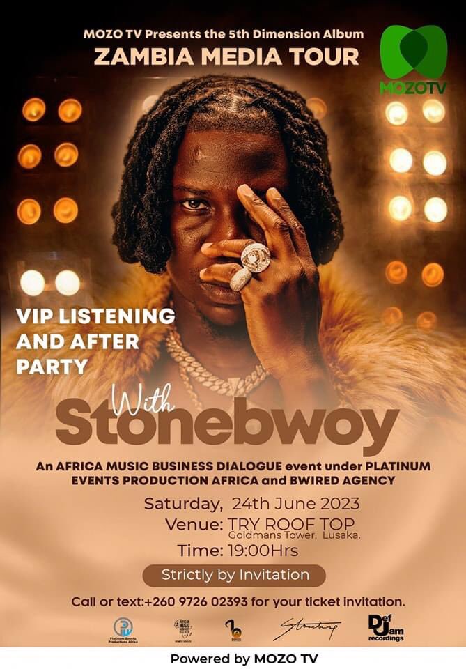 All roads leads to (Zambia) this Saturday, 24th June for Stonebwoy's (@stonebwoy) '5th Dimension' #5thDimensionAlbum Release Party. 

Stream #5thDimension 
Link: stonebwoy.lnk.to/5Dimension 

#FifthDimension #SB5D