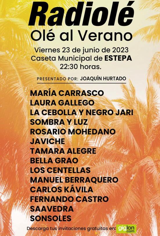 Este viernes tienes un motivo más para que se te alegren las pajarillas... 

En la gala "Olé al verano" que organiza <a href="/radiole_oficial/">Radiolé</a> estarán <a href="/ManuelBP92/">Manuel Berraquero</a> y <a href="/carloskavila/">CarlosKavila</a> para caldear el ambiente en #Estepa 

¡Viernes 23 a partir de las 22.30h!  

<a href="/cafeoleradiole/">Café Olé</a>