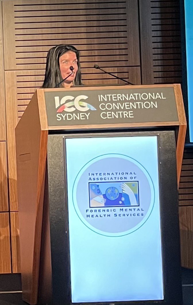 IAFMHS1's tweet photo. IAMFHS #keynote Dr Lisa Monchalin spoke openly of discrimination against the #indigenous population and what should be done regarding their #overrepresentation in the criminal justice system in #canada. #iafmhssydney2023 https://t.co/5lm8gxBDex