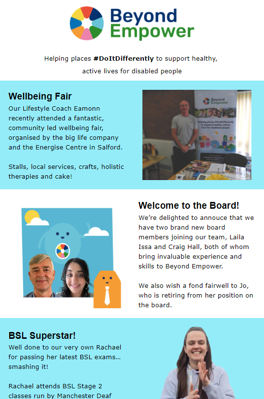 Our June Newsletter has arrived! Find out more about a Wellbeing Fair, new members to our Board and Rachael smashing her BSL!: bit.ly/43Nzsa1

If you’d like to keep up-to-date, click subscribe at the top left of the newsletter!

<a href="/MCRDeafCentre/">ManchesterDeafCentre</a> #DoItDifferently