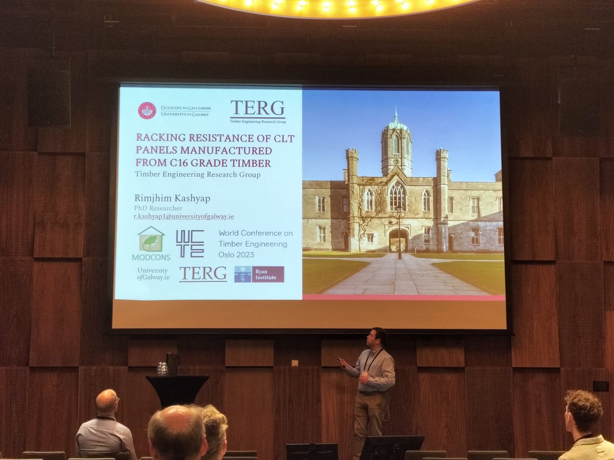 Timber Engineering Research Group (@terg_unigalway) on Twitter photo In behalf of <a href="/_rimjhimkashyap/">rimjhim kashyap</a>, <a href="/pjmcget/">Patrick McGetrick</a> is presenting RACKING RESISTANCE OF CLT PANELS MANUFACTURED FROM C16 GRADE TIMBER <a href="/MODCONS_Project/">MODCONS Project</a> at the #wcte2023 #timber #Engineering In behalf of <a href="/_rimjhimkashyap/">rimjhim kashyap</a>, <a href="/pjmcget/">Patrick McGetrick</a> is presenting RACKING RESISTANCE OF CLT PANELS MANUFACTURED FROM C16 GRADE TIMBER <a href="/MODCONS_Project/">MODCONS Project</a> at the #wcte2023 #timber #Engineering