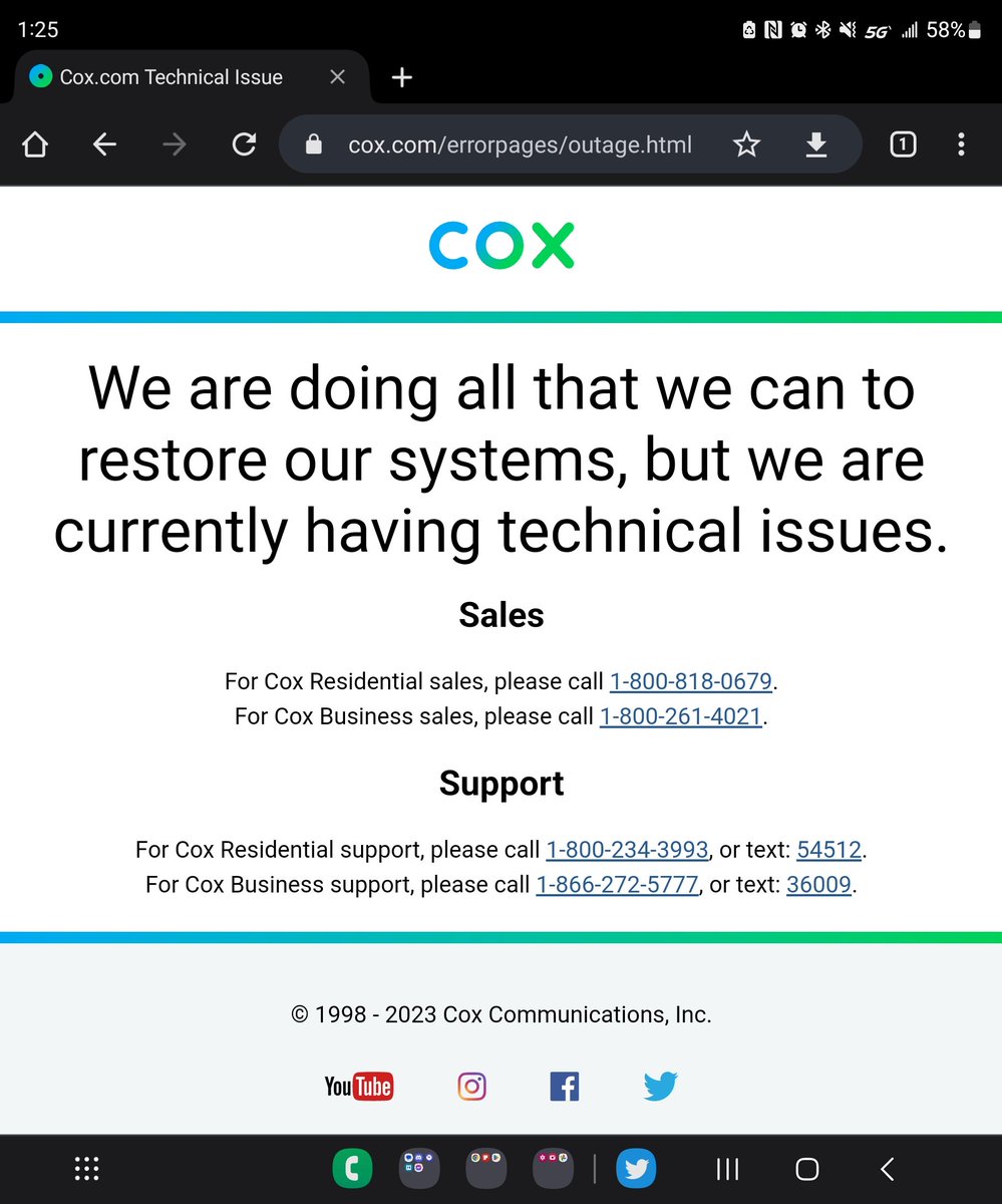 boomsiez's tweet photo. Internet died so hard even the website is down. Ggs #coxinternet https://t.co/I8MJVXh8RA