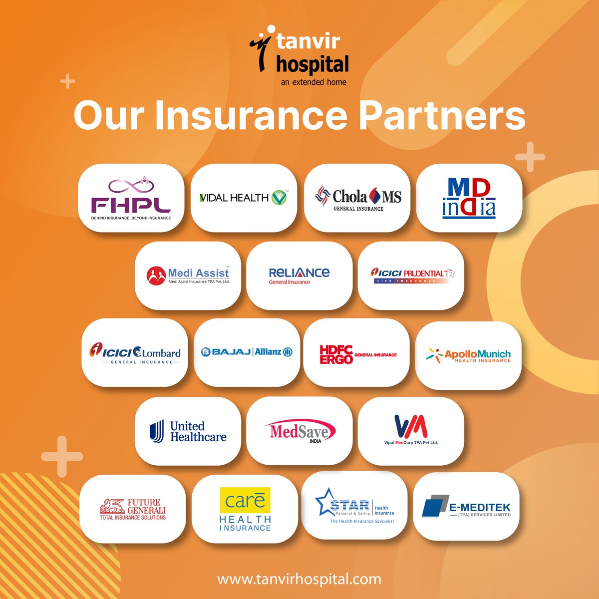 Affordable & Accessible #healthcare  for all! We've partnered with the top #insuranceproviders ensuring seamless, #cashless and hassle-free treatments for you and your loved ones.
#healthinsurance #insurancehealth #healthcareinsurance #healthinsuranceforall #tanvirhospital