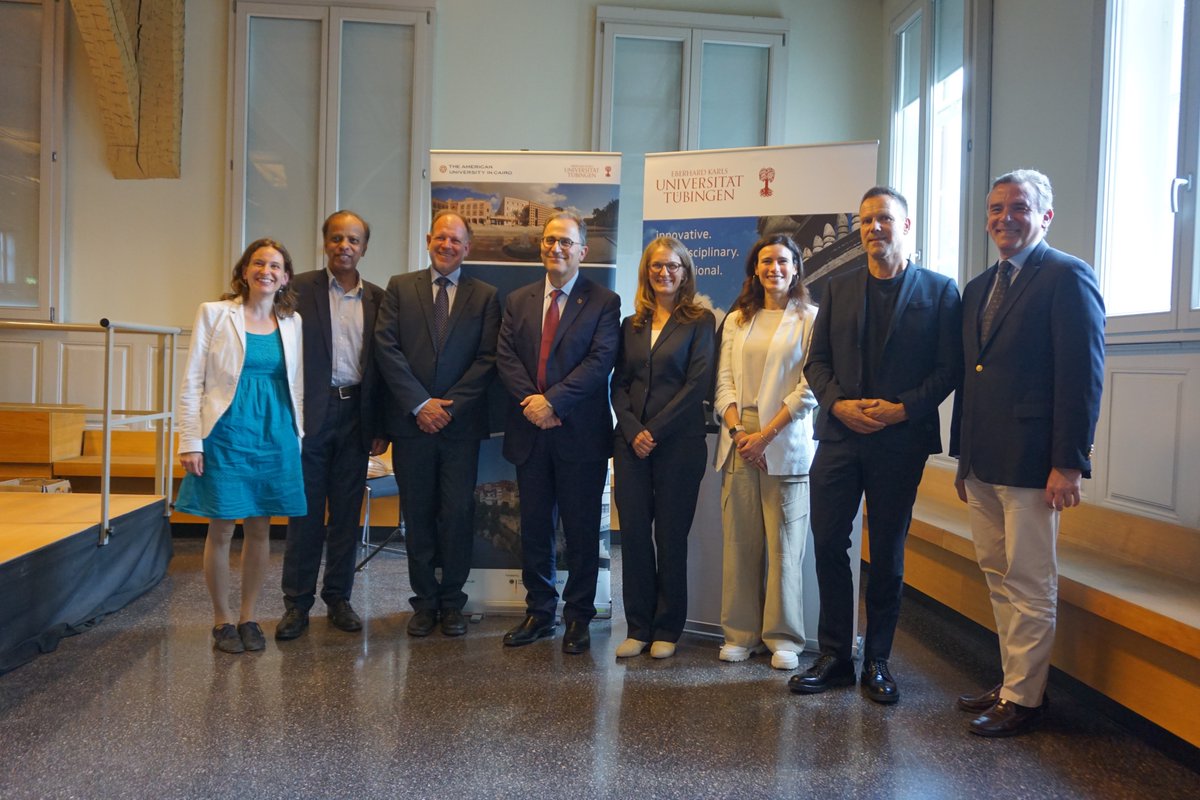 AUCPresident's tweet image. A wonderful celebration at Tübingen University to mark 10 years since the launch of the joint @CMEPS_MA program with @AUC. I look forward to building on our solid partnership &amp;amp; expanding academic collaborations between our institutions. @uni_tue #AUCDriven