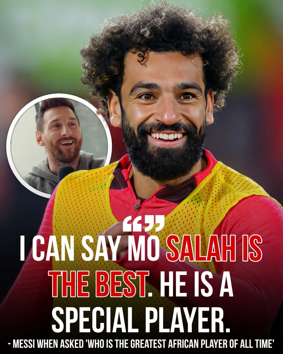 Jesanchez3's tweet photo. 🇦🇷Lionel Messi was asked who's the greatest African player of all time:

🗣️"I have seen many great African players throughout my career, can say Mo Salah is the best. He is a special player."

Big praise from Messi, what's your thoughts on his comments? ⬇️⬇️⬇️

📸@imago.images https://t.co/7KruTqpE4J