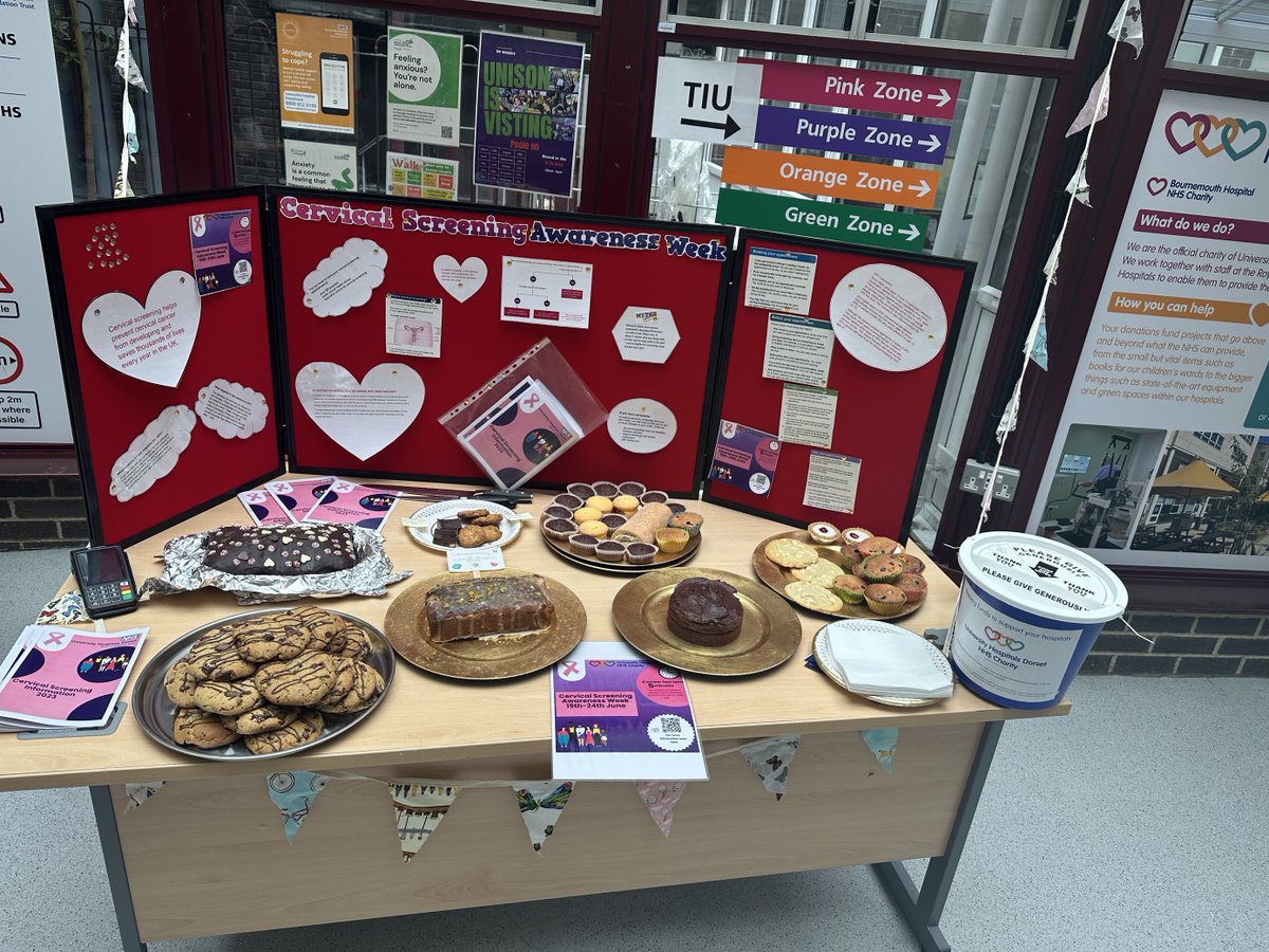 Happening in Poole Hospital Dome this morning to raise money for Colposcopy equipment in aid of #CervicalScreeningAwarenessWeek @UHD_NHS @UHDcharity