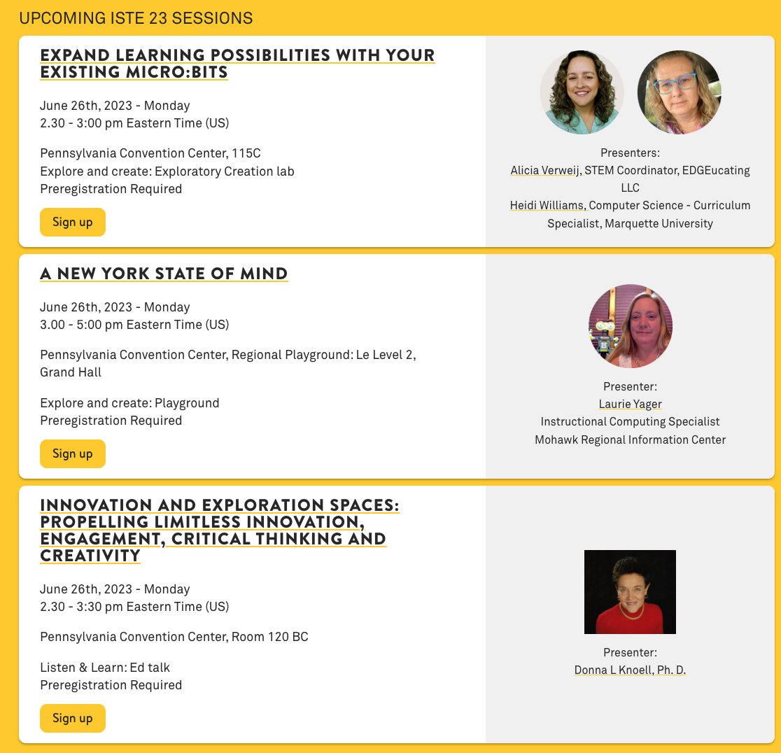 ✏️📣Upcoming sessions of speakers presenting Strawbees - preregister now!! Full list (and keeps growing) on 👉strawbees.com @lyager60 @DonnaKnoell @heidi_STRETCh @EDGEucating at @ISTEofficial, #ISTElive 23 #STEAMlearning #microbit #STEM #ISTE #edtech #ISTELive23