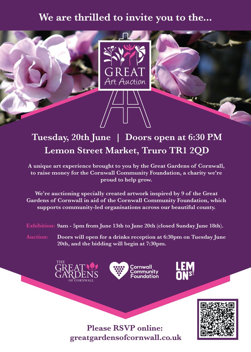 AntonyWoodlandG's tweet photo. Calling all garden and art lovers!!!

Today's the day for the #GreatArtAuctionCornwall @LemonStMarket in aid of @Cornwall_CF 

Reserve your free place here: https://t.co/M1Rqqx9x6F

📷 Online bidding opens 6.45pm https://t.co/CFoVbXm6lv https://t.co/I2SBXZG2cn