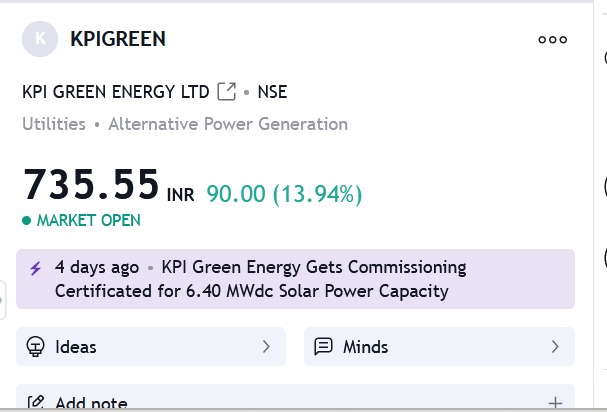 Kp group has been a wealth creator .keep going !
#kpigreen #kpenergy