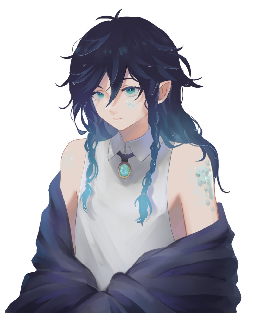 getoadd's tweet image. mermaid venti (tried a diff coloring style) #GenshinImpact #venti