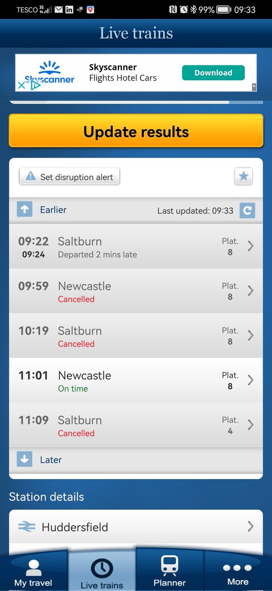 Another cracking day for trains in the north of England - arrived at station just under an hour before my train is due to find that there aren't any trains to get me to my connection in Leeds #transpennineexpress