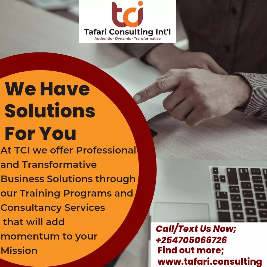 TCI_Ke's tweet photo. Let's move your workforce forward with professional solutions and transformative services that produce exceptional outcomes for your clients.
Trust us to deliver our promises.

#TCI #TafariConsulting #Training #corporatetraining #trainingprogram #consultancy #consultancyservices https://t.co/ezC2j14Zrd