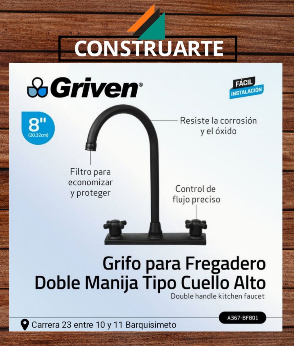 Construarte_CA's tweet photo. El #Grifo para #Fregadero tipo cuello alto, Griven Black Series te permitirá manejar los espacios y facilitará el lavado en el fregadero de tu cocina. Disponible en tienda 💦 https://t.co/FFtVe6IA88