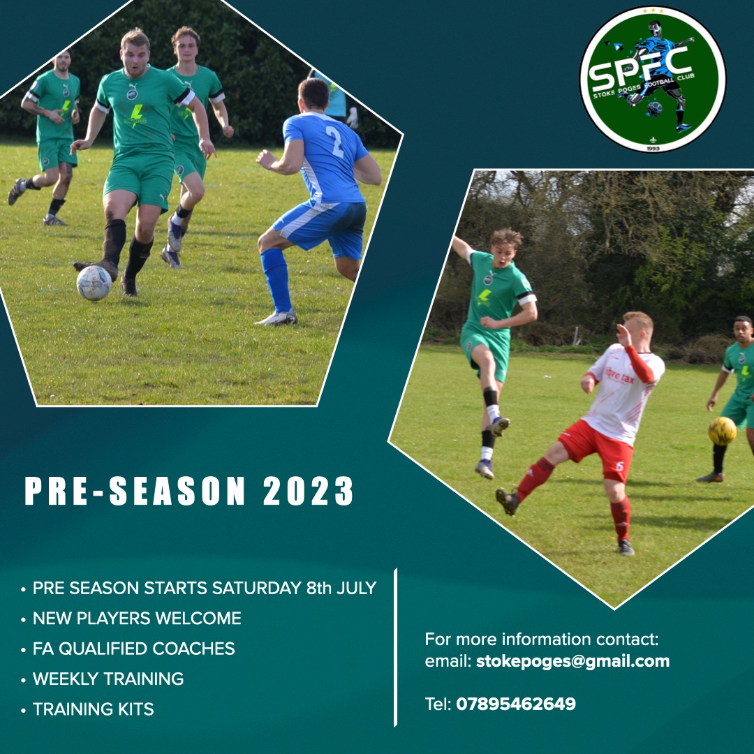 After a successful 2022/23 season we are looking for new players and play in our 2nd team Players of all standards welcome🟢⚫️ ⚽️Pre season starts: 📆Saturday 8th July 2023 🏟️Bells Hill Rec Stoke Poges SL2 4EG 📱07895 462649 📩DM for details @EastBerkshireFL @BerksandBucksFA