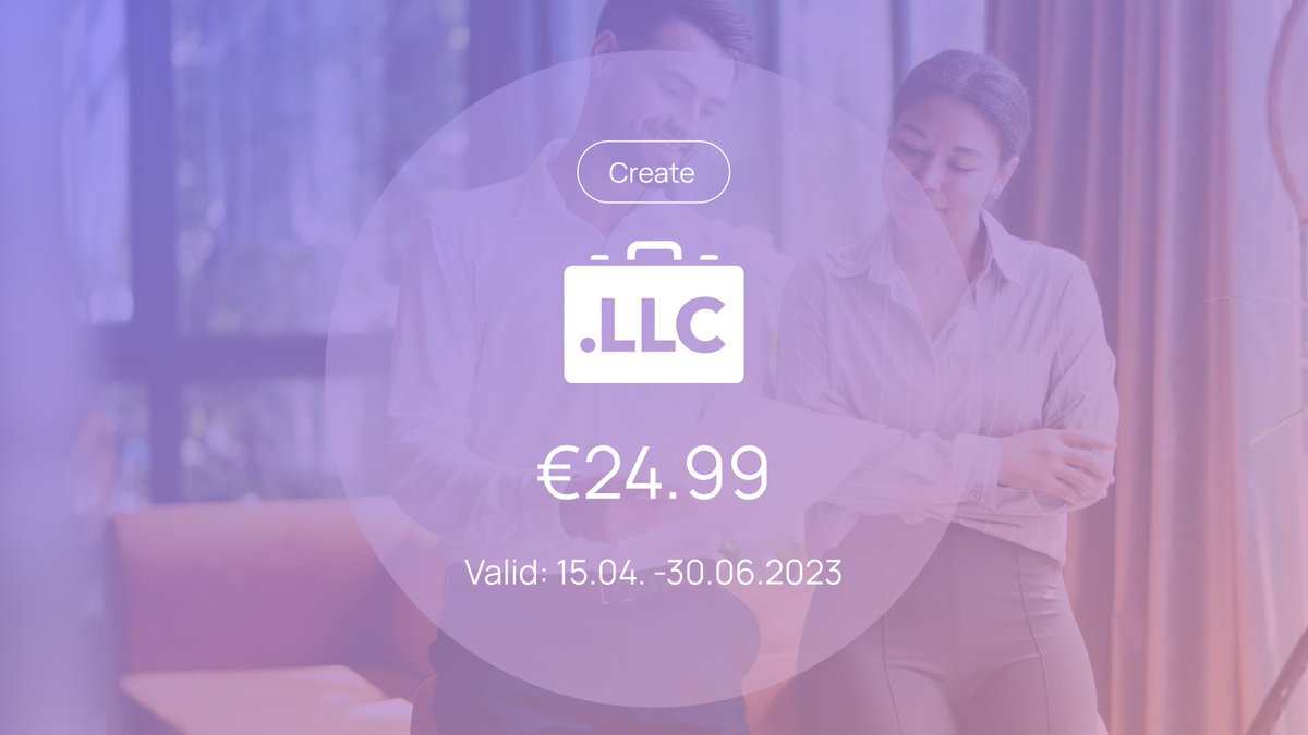 AutoDNS's tweet photo. Elevate your business with the professional .llc! 💼🔝

Show your clients you mean business. Secure your .llc domain in AutoDNS today and take advantage of our promo! For a limited time only 💥 https://t.co/hQDt0RU6k8 https://t.co/BDIS3vyKmU