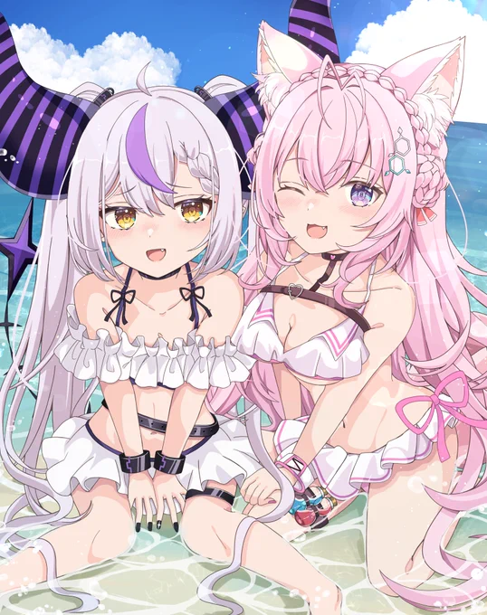 ラプこよのホロライブサマー #laplus_artdesu #こよりすけっち #ホロライブサマー