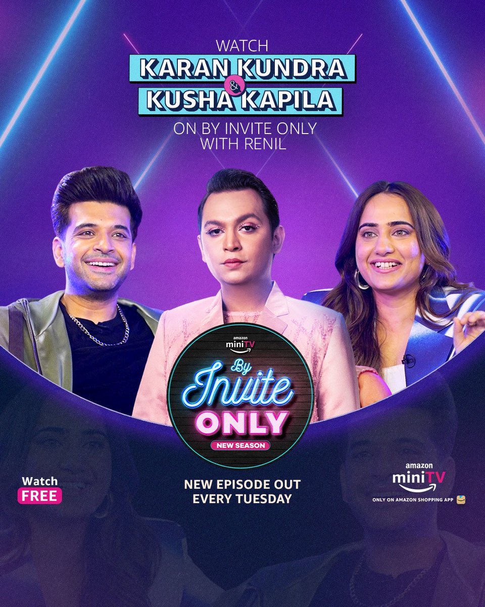 amazonMXPlayer's tweet photo. the kind of kool everyone wants to be๐
dekho #ByInviteOnlyOnAmazonminiTV ka next episode ft. this power packed jodi of Karan Kundra and Kusha Kapila. Out now!
@kkundrra @KushaKapila
#ByInviteOnly #AmazonminiTV https://t.co/kWoSq9wrFD