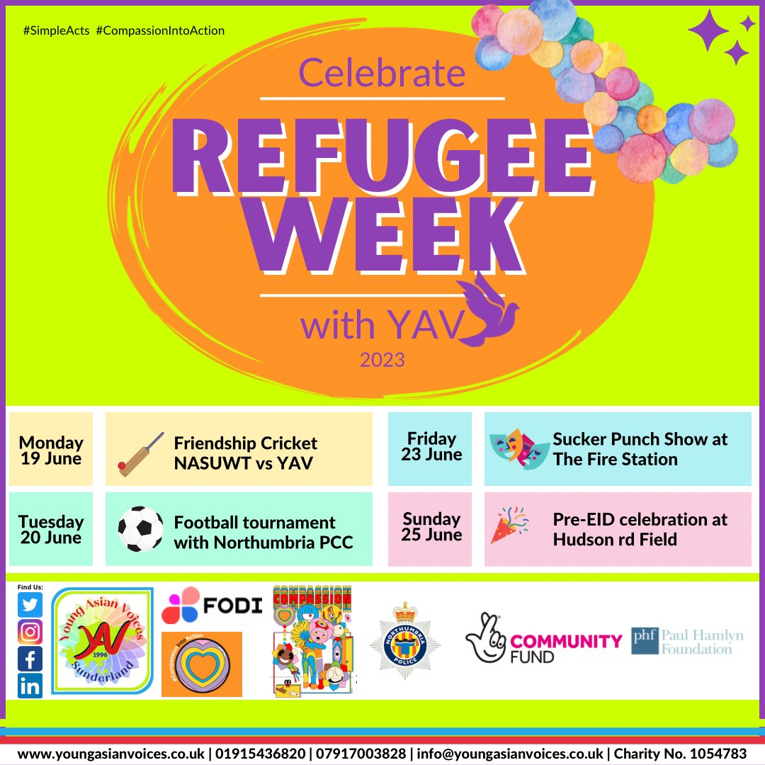 A full week of celebrations, integration events & cultural activities for #RefugeeWeek2023 🎉🌟 Great to see so many volunteers & local community members involved in the planning & delivery of the events & activities. 
Many thanks to all funders & supporters 🙌🏻 
#yav96