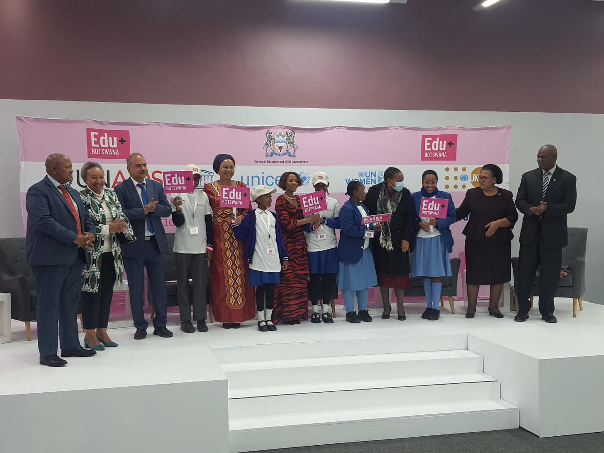 UNICEFBotswana's tweet photo. Today marks the launch of Education Plus in Botswana, making it the 15th country to join this important initiative. Together with @UNAIDS, @UNESCO, @UN_Women, and @UNFPA, we are committed to advancing education for all. https://t.co/GMmJ2kwyds