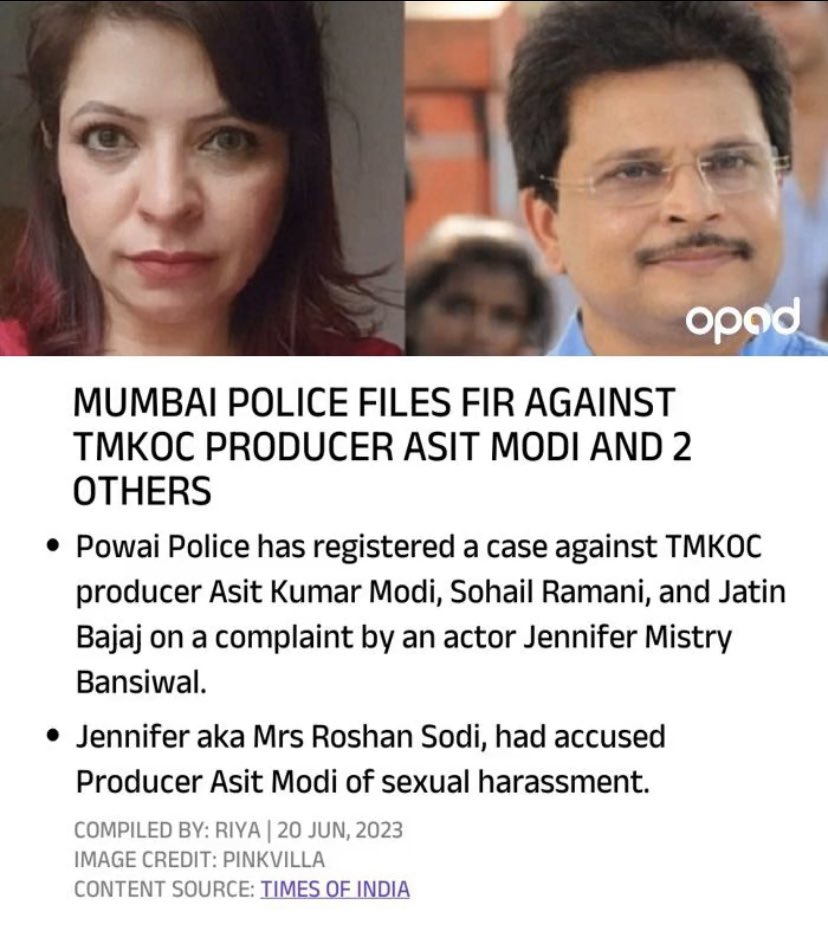 AudioOpod's tweet photo. News for you!
#tmkoc #tmkocfanclub #tmkocmemes #asitmodi #jennifermistrybansiwal #taarakmehtakaooltahchashmah #policecase #sexualharassment #sabtv #sabtvfans #jethalalfans #newsthatmatters #newsforyou #helloopod
@AsitKumarrModi @dilipjoshie @sabtv https://t.co/sCsC2JKGoj