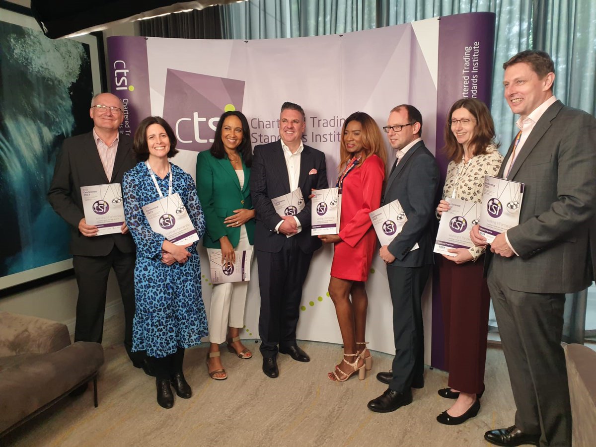CTSI_UK's tweet photo. All set for today's opening plenary session at #CTSIConf, facilitated by Bridgit Nzekwu.
Graham Russell @OfficeforSandS
Sarah Cardell @CMAgovUK
David Holdsworth @APHAgovuk
Chris Mills @The_IPO
Katie Pettifer @foodgov
Pictured with @FoodFraudExpert and @herriman_john. https://t.co/kOhoH1p42Z