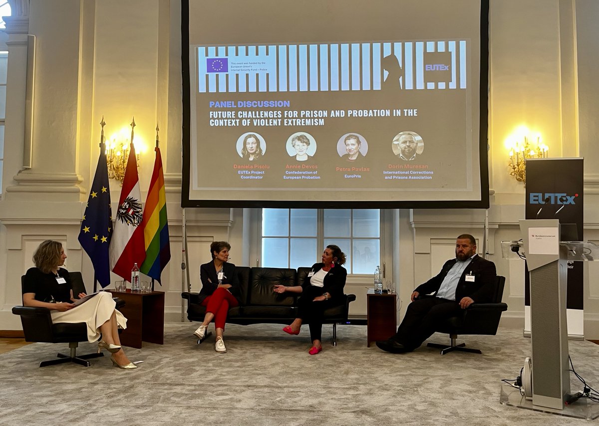 EUTEx FINAL EVENT: great presentations and discussions yesterday in Vienna on the EUTEx training and risk assessment model - more here: eutex.eu

#eutex #terrorism #SecurityEU #ISFpolice <a href="/EUHomeAffairs/">EU Home Affairs</a> <a href="/IpsPrison/">IPS Innovative Prison Systems</a> <a href="/InfoOiip/">oiip</a> <a href="/IDM_Albania/">IDM Albania</a> <a href="/VereinNEUSTART/">Verein NEUSTART</a> <a href="/rielcano/">Real Instituto Elcano</a>