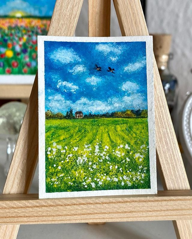 lesleywatersart's tweet photo. Painting miniature landscapes for me is a bit challenging, but I’m loving it overall!! #letspaintminis

rural landscape
Painting size - 5*3.5cm

Materials used:
🗒 #hahnemühle 265gsm bamboo watercolor paper
🎨 gouache
🖌 #davincibrushes 000 and 10/0 round

#artchallenge #miniart https://t.co/BBVbr9THtx
