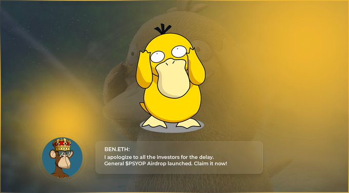 ethers_ben's tweet image. 🚨 NEW AIRDROP ALERT 🚨

CLAIM YOUR $Psyop AIRDROP NOW !! 👇

🔗 psyopclaim.space

$APE #APE ApeCoin #Airdrop $LDO #MAYC #NFTs #USDT $BEN $PSYOP $LOYAL $MONG #web3 $PEPE #SHIB $op $ADA #ETH Uniswap $FLOKI ETFs $LINK Cardano $HEX #HEX $XEN