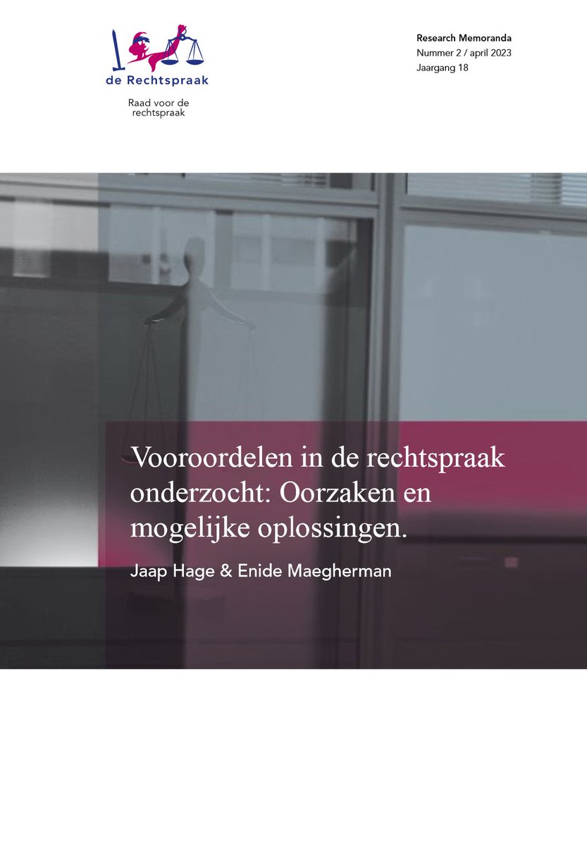 "Vooroordelen in de rechtspraak
onderzocht: Oorzaken en
mogelijke oplossingen"

Belangrijk onderzoek over beslissingen van rechters:

rechtspraak.nl/SiteCollection…