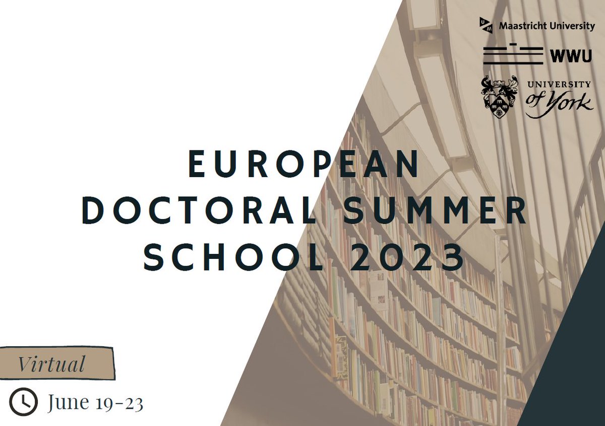 SrishArjen's tweet photo. I'm so glad to be taking part in the European Doctoral Summer School 2023 delivered by
@UniOfYork, @WWU_Muenster &amp; @MaastrichtU! Started Day 2 today and already feeling energised and inspired by the discussions with the facilitators and other doctoral students 🙌 https://t.co/gUtkhkGRa2